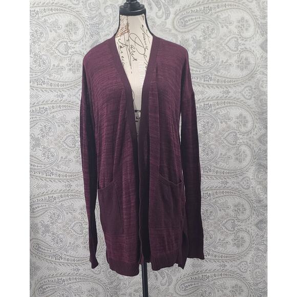 Calvin Klein duster cardigan sweater women's burgundy Size Medium Office cozy - Picture 2 of 11